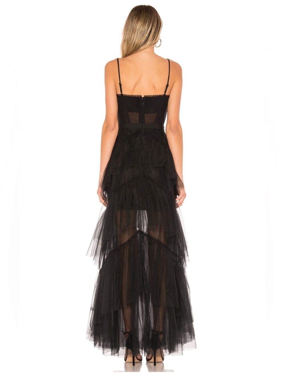 NWT Black Corset Layered Tulle Mesh Maxi Dress size S - Picture 2 of 7